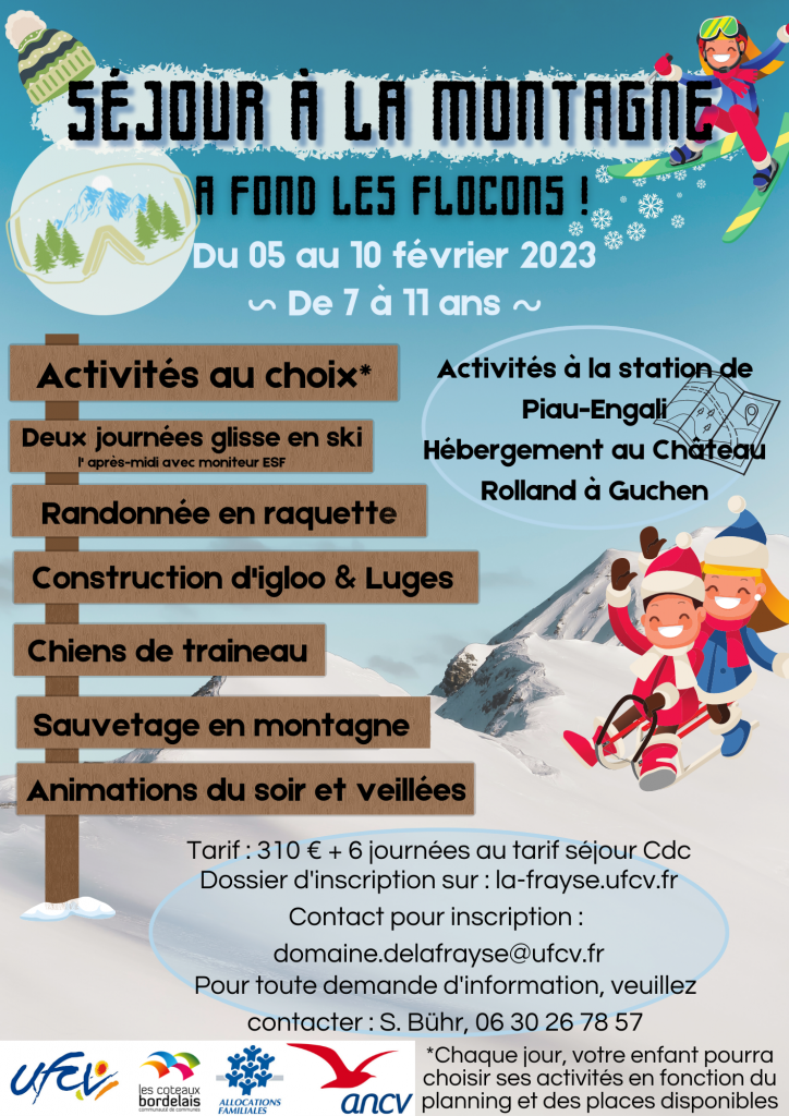 Séjours neige & montagne proposés par l'UFCV Communauté de communes